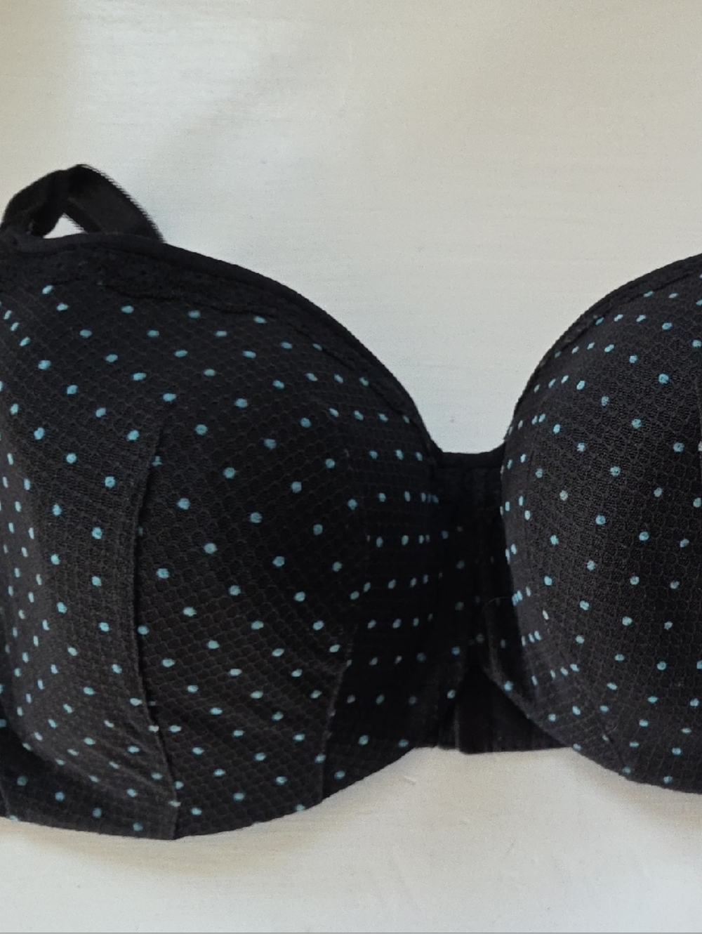 Torris 44 DDD Black Bra with Light Blue Polka Dots
